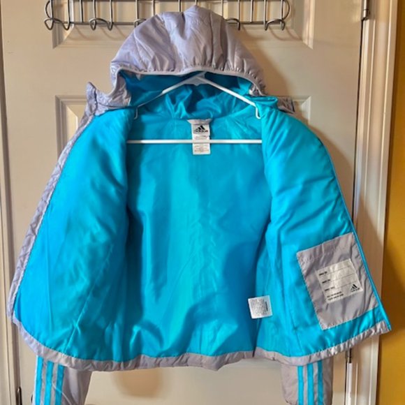ADIDAS: YOUTH GIRLS HOODED PUFFER JACKET-SIZE 14 - Picture 2 of 3